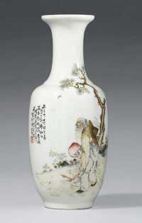 WANG QI（1884-1937）， DATED WUCHEN YEAR， CORRESPONDING TO 1928 A FINE FAMILLE ROSE ROULEAU VASE
